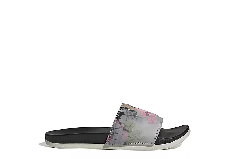 Adidas Womens Adilette Comfort Slide Sandal - Grey 2 Adidas Womens Adilette Comfort Slide Sandal - Grey - Image 2