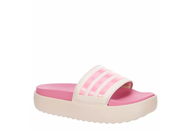 Adidas Womens Adilette Platform Slide Sandal - Pink 1 Adidas Womens Adilette Platform Slide Sandal - Pink