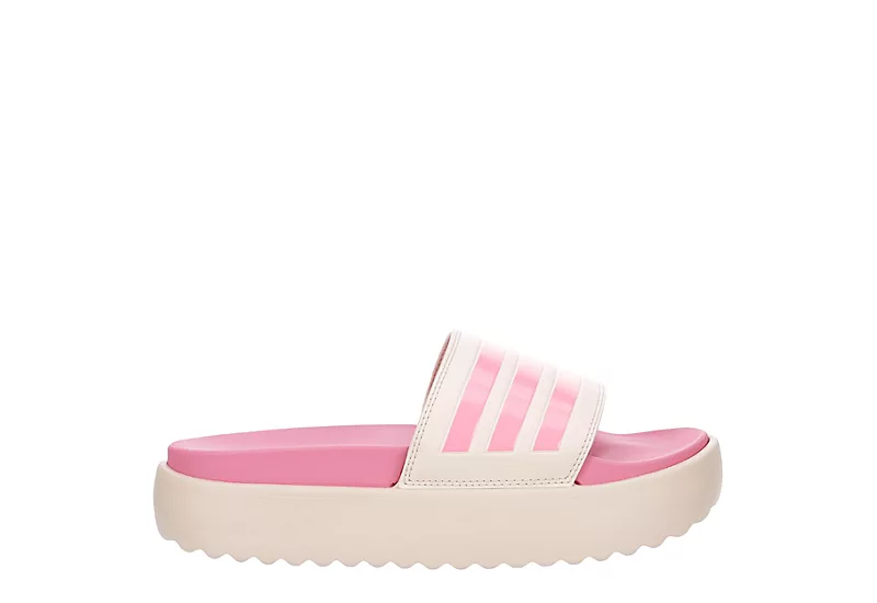 Adidas Womens Adilette Platform Slide Sandal - Pink 2 Adidas Womens Adilette Platform Slide Sandal - Pink - Image 2