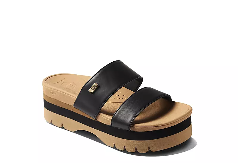 Reef Womens Banded Horizon 2.5 Slide Sandal - Black 1 Reef Womens Banded Horizon 2.5 Slide Sandal - Black