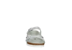 Birkenstock Womens Franca Vegan Footbed Sandal - Silver -Deals All Walk Styles Store US 01 203366 02