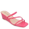 Journee Collection Womens Takarah Wedge Slip On Sandal - Pink