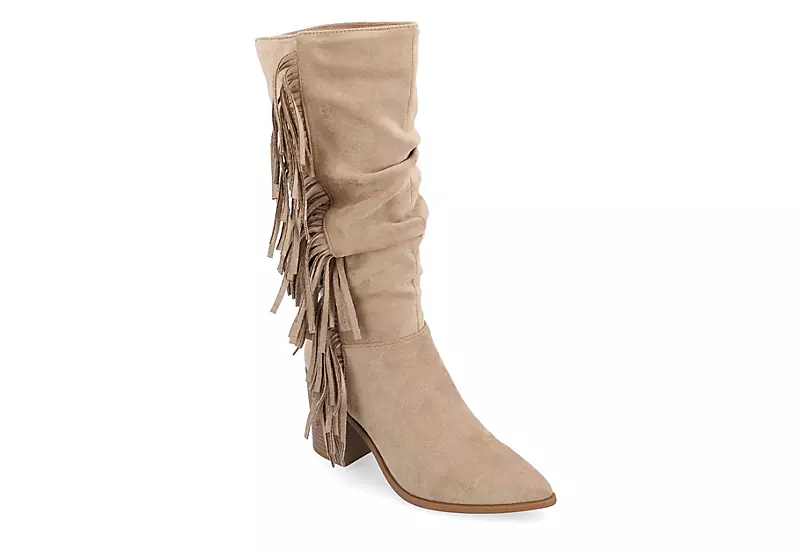 Journee Collection Womens Hartly Fringed Extra Wide Calf Dress Boot - Taupe 1 Journee Collection Womens Hartly Fringed Extra Wide Calf Dress Boot - Taupe