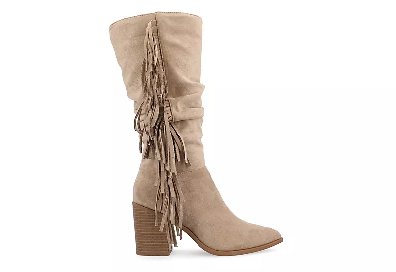 Journee Collection Womens Hartly Fringed Extra Wide Calf Dress Boot - Taupe 2 Journee Collection Womens Hartly Fringed Extra Wide Calf Dress Boot - Taupe - Image 2