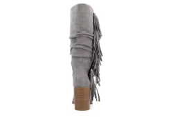 Journee Collection Womens Hartly Fringed Extra Wide Calf Dress Boot - Grey -Deals All Walk Styles Store US 01 303184 04