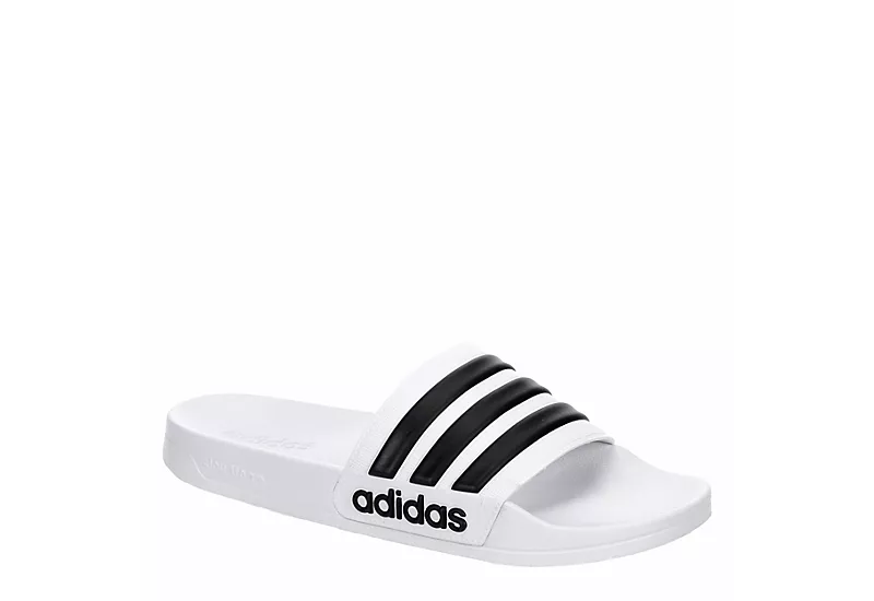 Adidas Mens Adilette Shower Slide Sandal - White 1 Adidas Mens Adilette Shower Slide Sandal - White