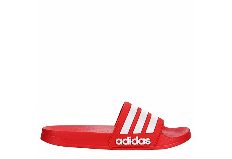 Adidas Mens Adilette Shower Slide Sandal - Red 2 Adidas Mens Adilette Shower Slide Sandal - Red - Image 2