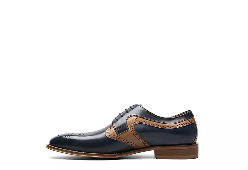 Stacy Adams Mens Palmer Plain Toe Medallion Oxford - Navy 4 Stacy Adams Mens Palmer Plain Toe Medallion Oxford - Navy - Image 4