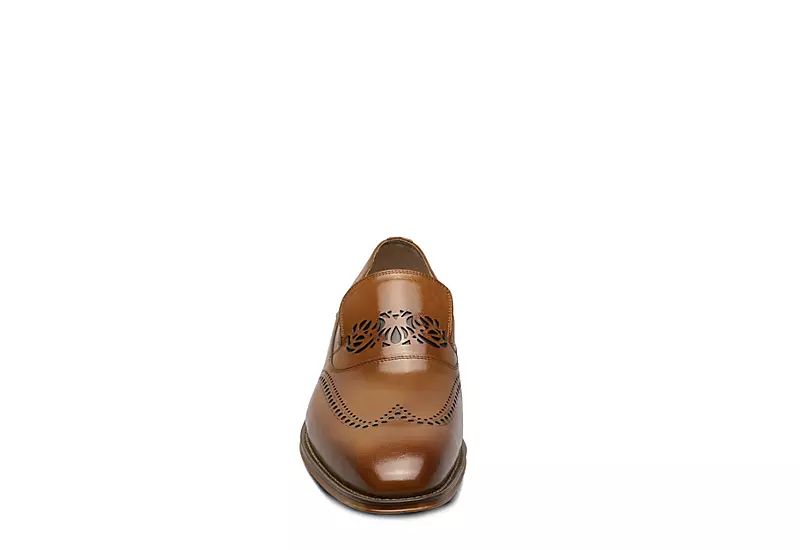 Stacy Adams Mens Pryce Wingtip Perf Slip On Oxford - Cognac 3 Stacy Adams Mens Pryce Wingtip Perf Slip On Oxford - Cognac - Image 3