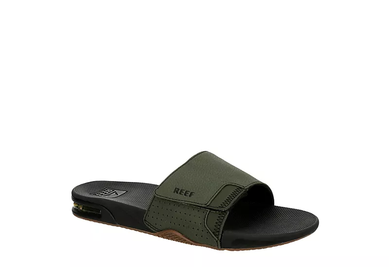 Reef Mens Fanning Slide Sandal - Olive 1 Reef Mens Fanning Slide Sandal - Olive