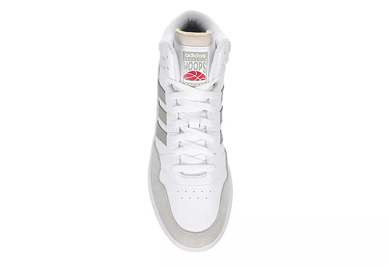 Adidas Mens Hoops 3.0 Mid Sneaker - White 6 Adidas Mens Hoops 3.0 Mid Sneaker - White - Image 6