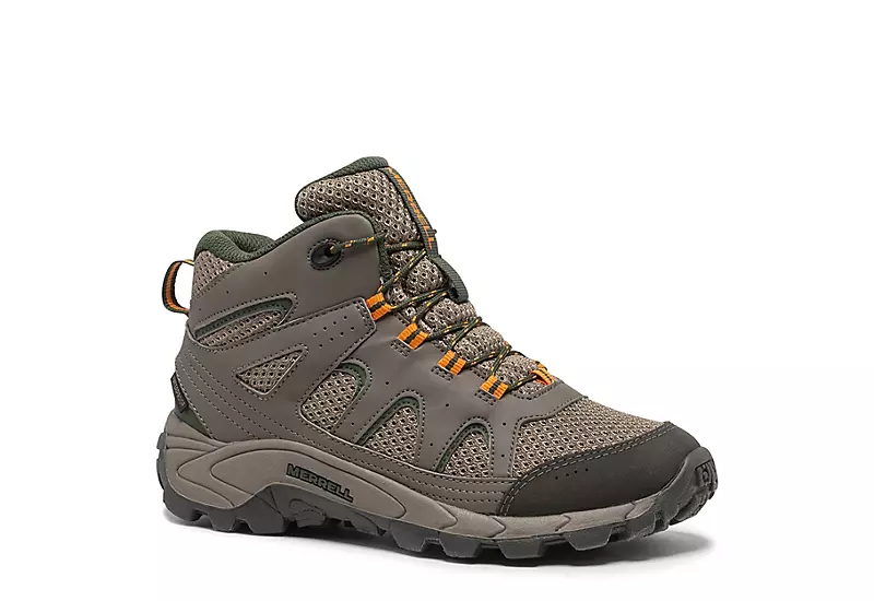 Merrell Boys Oakcreek Mid Hiking Shoe - Brown 1 Merrell Boys Oakcreek Mid Hiking Shoe - Brown