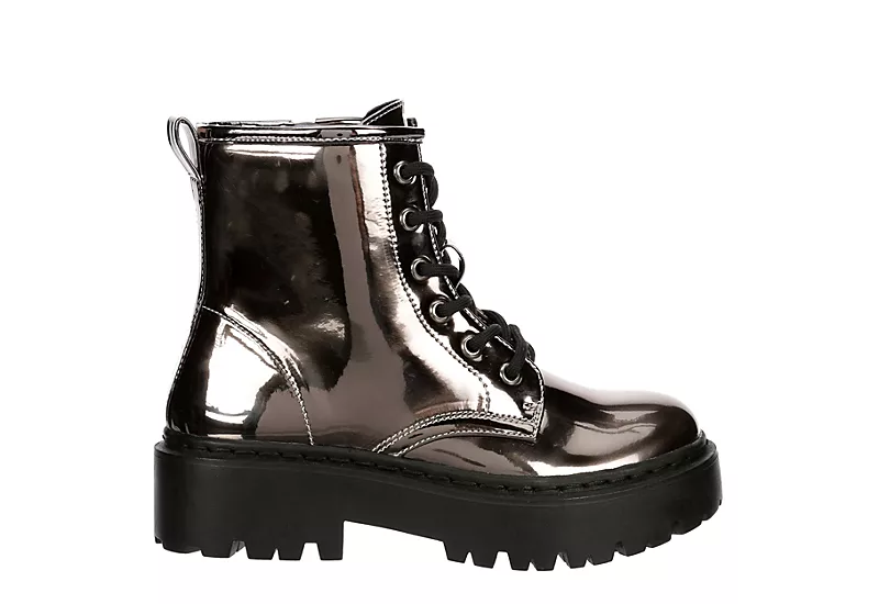 Steve Madden Girls Jrockk Combat Boot - Silver 2 Steve Madden Girls Jrockk Combat Boot - Silver - Image 2