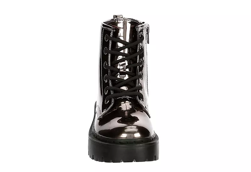 Steve Madden Girls Jrockk Combat Boot - Silver 3 Steve Madden Girls Jrockk Combat Boot - Silver - Image 3
