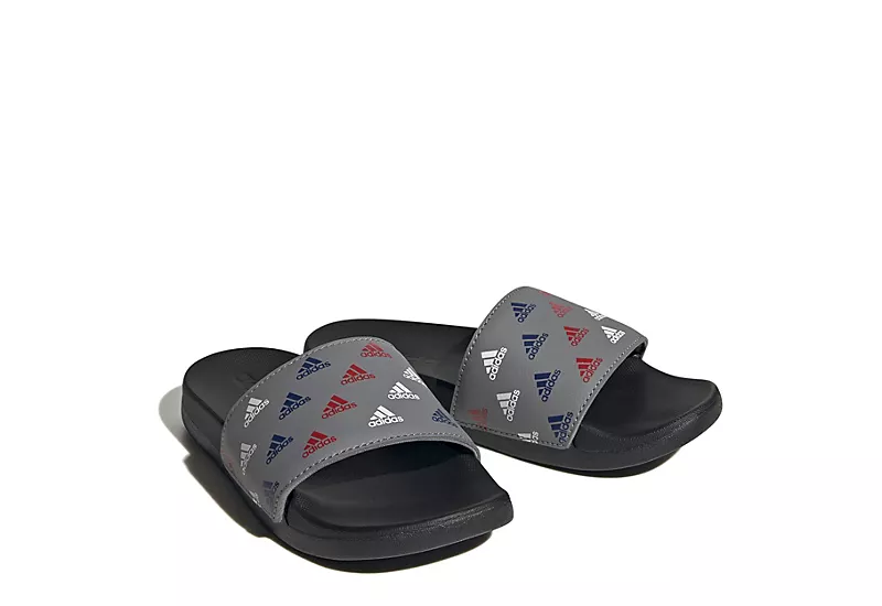 Adidas Boys Adilette Comfort Slide Sandal - Grey 1 Adidas Boys Adilette Comfort Slide Sandal - Grey