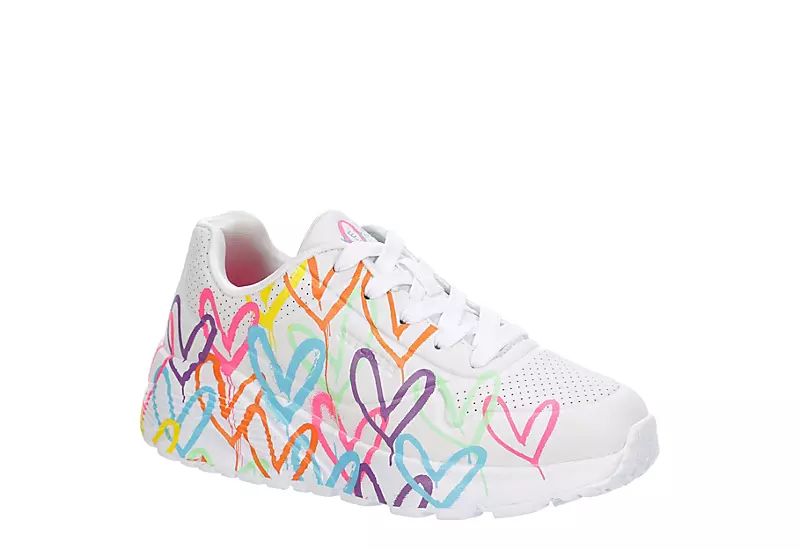 Skechers Girls Uno Lite Sneaker - White 1 Skechers Girls Uno Lite Sneaker - White