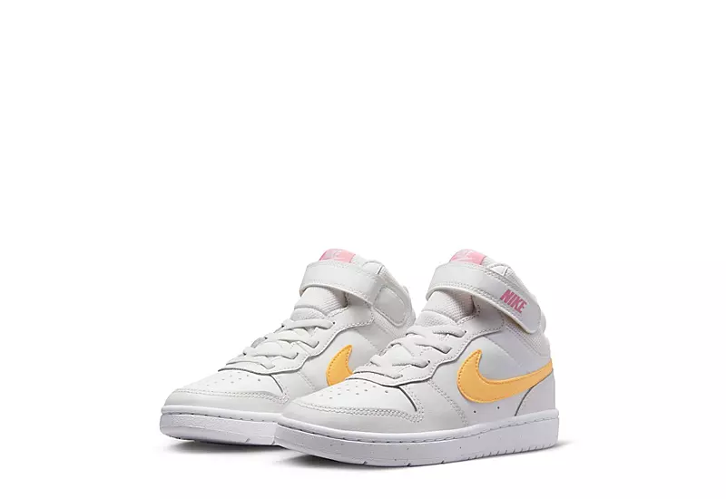 Nike Girls Court Borough 2 Mid Top Sneaker - White 1 Nike Girls Court Borough 2 Mid Top Sneaker - White