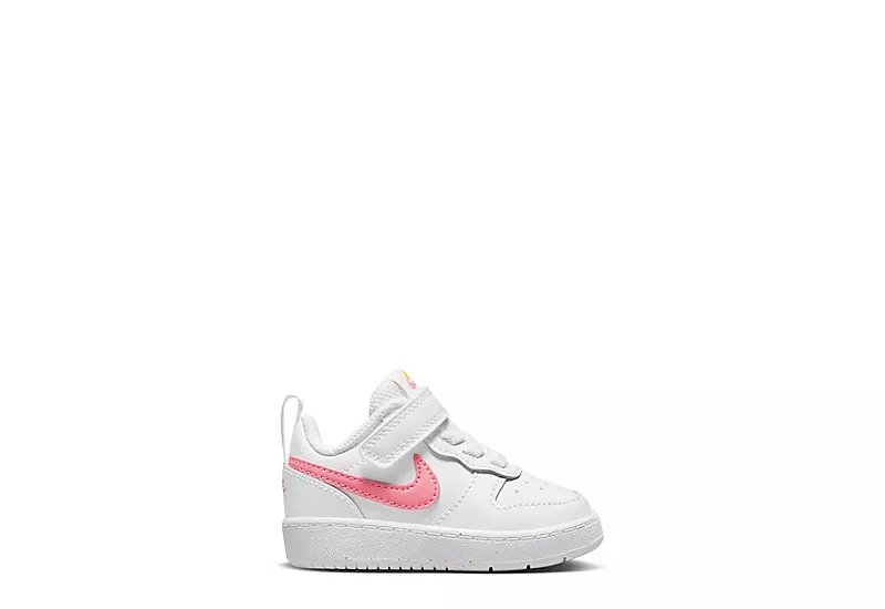 Nike Girls Infant Court Borough 2 Low Top Sneaker - White 2 Nike Girls Infant Court Borough 2 Low Top Sneaker - White - Image 2