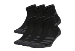 Adidas Boys Cushioned Angle Stripe Quarter Socks 6 Pairs - Black
