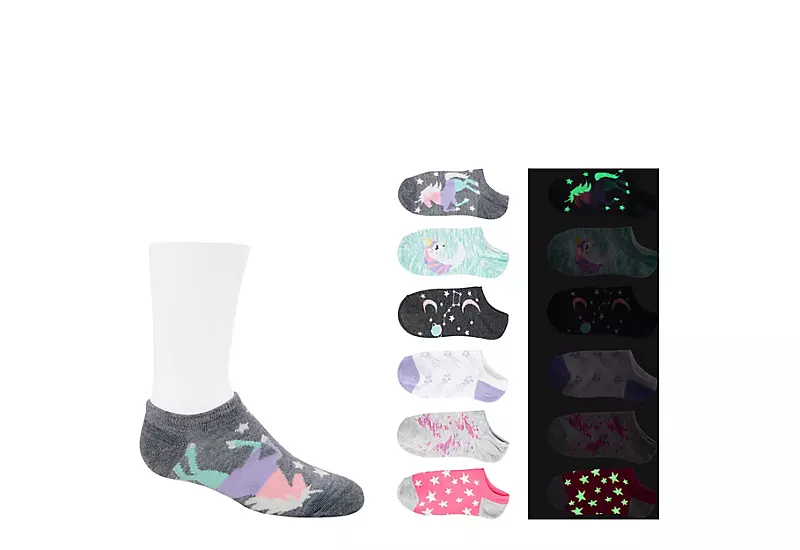 Sof Sole Girls Unicorn Galaxy No Show Socks 6 Pairs - Assorted 1 Sof Sole Girls Unicorn Galaxy No Show Socks 6 Pairs - Assorted