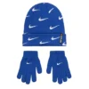 Nike Boys Swoosh All Over Print Roll Cutt Beanie Set - Blue
